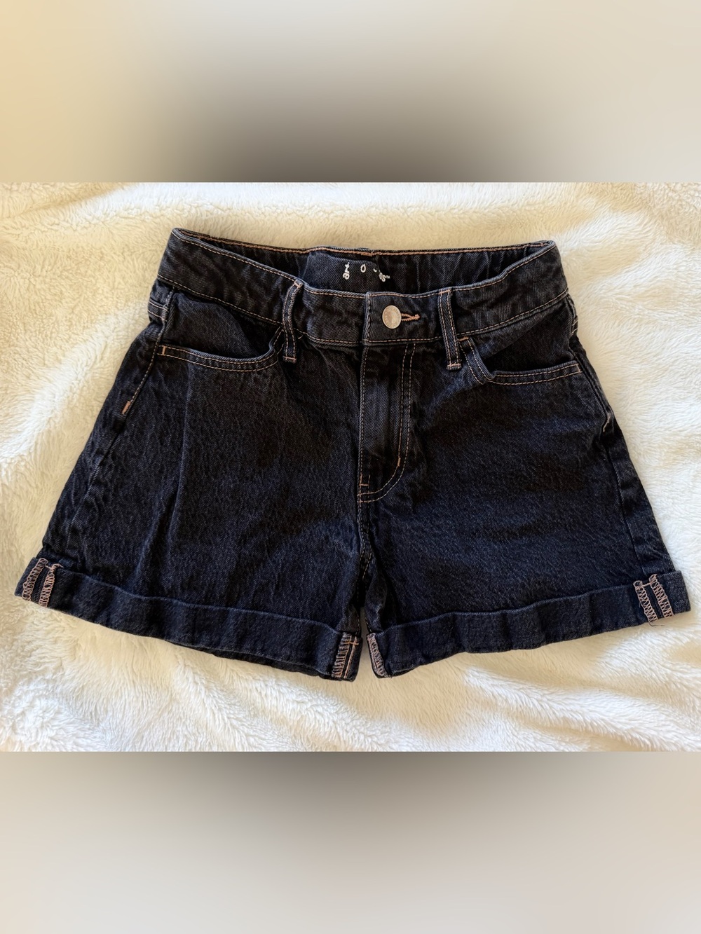 Art Class Girls High Rise Jean Shorts Black Wash Large 10/12 Adjustable Waist